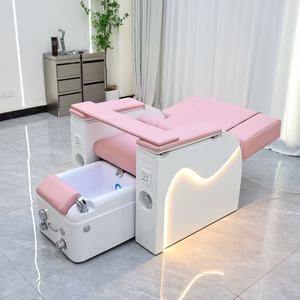 Sillón de masaje eléctrico portátil de cerámica rosa sin tubos con luces de siete colores, adecuado para salones de uñas - Product Image 4