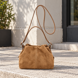 Sac fourre-tout unisexe vintage en daim avec fermeture éclair, sac seau souple, sac à bandoulière, sacoche quotidienne, sac à bandoulière - Product Image 1