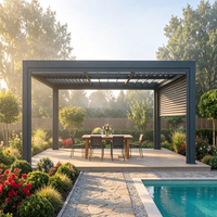 Pergola en aluminium motorisée à lames orientables, toit rétractable électrique en aluminium, imperméable, pare-soleil automatique pliable pour terrasse extérieure et jardin