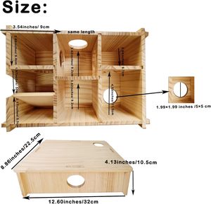 Escondite para Hámster de Doble Capa, Laberinto de Madera para Hámster Enano, Túnel con Múltiples Cámaras, Decoración para Hábitat - Product Image 5