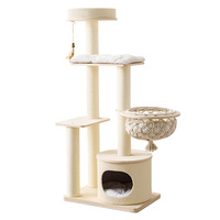 Arbre à chat pliable en bois massif de luxe avec accents en cristal et placage or, intérieurs opulents haut de gamme pour les propriétaires de chats exigeants