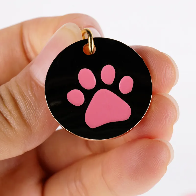 Wholesale Private Custom OEM Logo Metal Zinc Alloy Pet ID Name Tags Round Cute Dog Tag