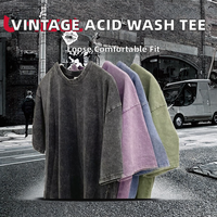 T-shirt Homme Oversize en Coton 100% 230gsm de Haute Qualité, Lavage Acide, Effet Vieilli, Personnalisé, OEM/ODM