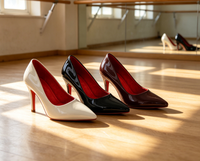 Chaussures de danse latine à talons de 9/10,5 cm, bout pointu, semelle rouge classique, escarpins à talon aiguille pour la danse jazz, chacha, ballroom, salsa, performance pour femmes