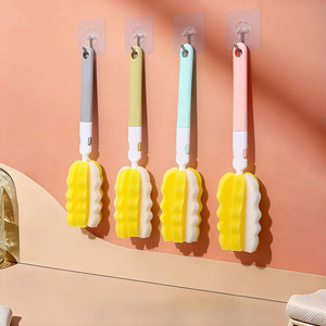 Tête de brosse en éponge remplaçable pour le nettoyage des biberons et le lavage des tasses, avec éponge douce jaune et poignée colorée - Product Image 4