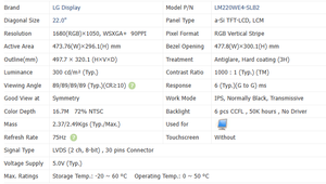LM220WE4-SLB2ขายดี22.0 "SXGA 1680(RGB) X1050แผง LCD 300 cd/<span class=keywords><strong>m</strong></span>² 1680(RGB) X1050 300 cd/<span class=keywords><strong>m</strong></span>² 22.0" จอแสดงผล LCD ใหม่ - Product Image 2