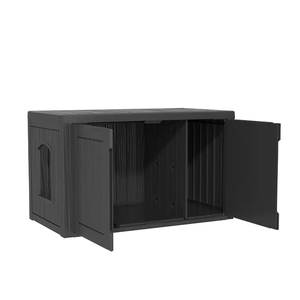 Modern Large Plastic <strong>Cat</strong> <strong>Litter</strong> Box Enclosure Storage <strong>Cabinet</strong>, Indoor Outdoor Pet <strong>Cat</strong> House With Storage Bench - Product Image 4