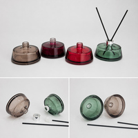 Flacon diffuseur à roseaux en verre rond coloré de 50 ml avec bouchon doré ou argenté pour parfum d'intérieur, petit diffuseur d'huiles essentielles aromatiques