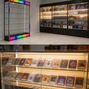 Vitrines pour <span class=keywords><strong>cartes</strong></span> à collectionner en verre trempé personnalisé avec éclairage de base LED couleur – Présentoirs pour produits de fumer - Product Image 4