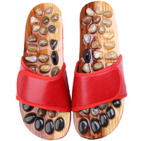 Chaussons de massage magnétiques ajustables en pierre, antidérapants éco-adhésifs, en pierre naturelle, pour l'acupression à domicile
