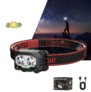 Siêu sáng USB sạc xoay thay đổi không thấm nước dẫn đầu khẩn cấp Đèn pin đèn pha cảm biến đèn pha đèn pha - Product Image 1