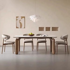 Cucina di lusso 8 posti tavolo da pranzo in marmo Set 6 posti tavolo da pranzo in pino Ecycled durevole Set 6 sedie - Product Image 1