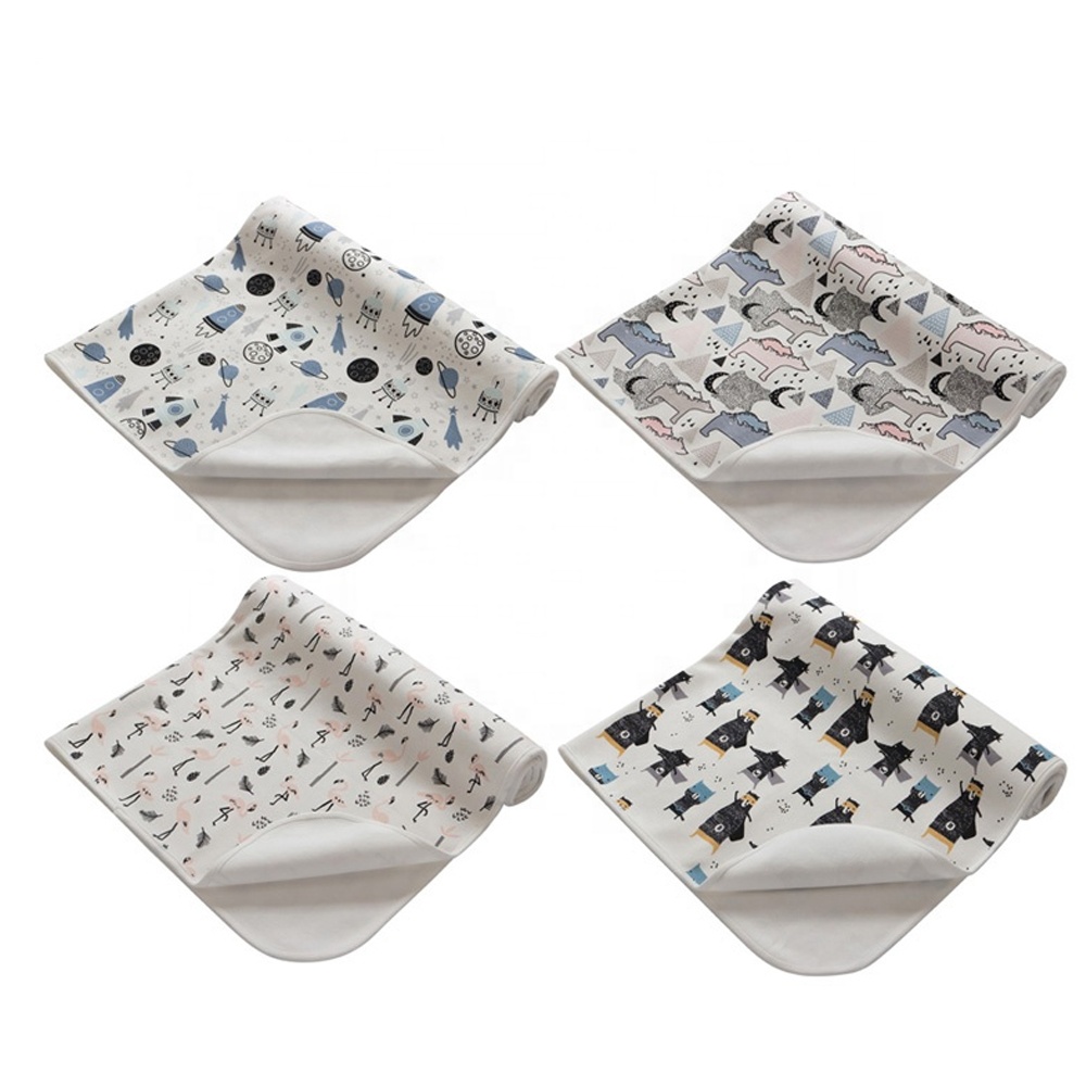 Оптовая продажа с фабрики, изготовленный на заказ, Водонепроницаемый пеленальный коврик из органического хлопка с милым принтом, детский пеленальный коврик