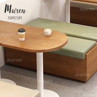 Set Meja dan Kursi Makan Kayu Solid Warna Krem, Kursi Santai Modern, Furnitur Restoran untuk Kedai Kopi Selebgram dan Kedai Teh Susu