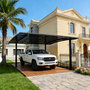 Abri de voiture moderne de luxe en <span class=keywords><strong>aluminium</strong></span> robuste avec toit en polycarbonate résistant aux UV et aux intempéries, abri double pour jardin résidentiel - Product Image 1