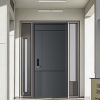 Porte d'entrée de sécurité minimaliste moderne Construction antivol en alliage d'aluminium Ouverture latérale coulissante Jardin extérieur commercial