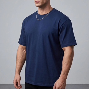 T-shirt en coton lourd 220g personnalisé avec logo, manches courtes, haute qualité, pour <span class=keywords><strong>homme</strong></span> et femme, style streetwear oversize, uni et vierge - Product Image 1