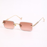 Lunettes de soleil rectangulaires sans monture 3602, monture en métal, verres en nylon teintés de luxe, lunettes de soleil pour hommes et femmes, style vintage Y2K, lunettes sans monture