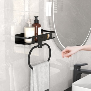 <b>Kitchen</b> Standing Type Double-tier Modern Stainless Steel Towel <b>Rack</b> with Integrated Multi-function Storage for Toiletries - Product Image 4