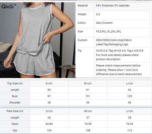 QINSI Women Nighty Sleeveless <strong>Top</strong> Drawstring Waist Shorts <strong>Pyjama</strong> Sets Lace Hem Sleepwear Solid Two Pieces Pj Nightwear - Product Image 6