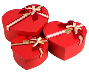 手工工艺空盖和底座硬质纸板心形红色情人节礼品盒