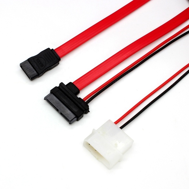 Slimline Sata Cable 7+6 Pin 13 Pin to Sata 7Pin and 4 Pin Sata Power and Data Cable for Laptops Optical Drives