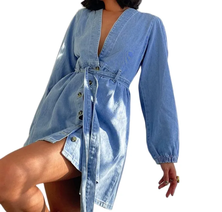 OEM casual shirt abiti donna denim dress for women ladies jean dresses denim women