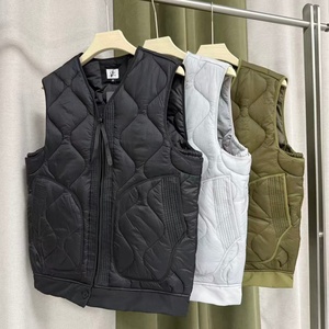 Chaleco Acolchado sin Mangas para Hombre, Color Sólido, Cierre de Cremallera, Ropa Exterior Informal, Negro, Blanco, Verde Oliva - Product Image 1