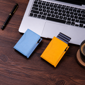 Minimalist Magnetic Trifold <b>Wallet</b> RFID Blocking Pop Up Slim 74x99x23mm <b>Card</b> <b>Holder</b> with Anodized Aluminum Core <b>for</b> Travel EDC - Product Image 1
