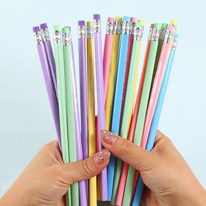 Crayon en bois personnalisable avec logo, 7 pouces, mine HB 2B 2H, cadeau promotionnel pour la rentrée scolaire, crayon en bois personnalisé avec gomme - Product Image 3