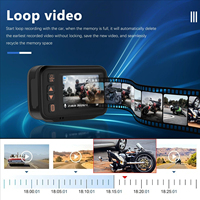 Caméra de tableau de bord pour moto, étanche, HD, double objectif, 2,0 pouces, contrôle par câble, enregistreur vidéo avant et arrière 1080P, DVR pour moto