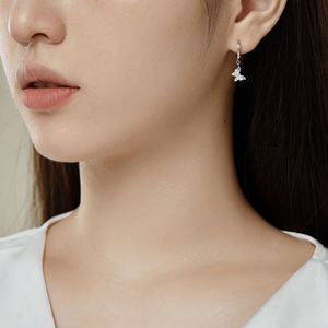Dylam Tiny Cute Dangle Butterfly <b>Hoop</b> Earrings Hypoallergenic Non Tarnish S925 <b>Silver</b> Rhodium Plated Fine Jewelry for Women - Product Image 2
