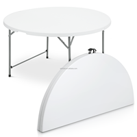 Table ronde pliante de 48 pouces/60 pouces, table pliante en plastique portable de qualité commerciale (4 pieds/5 pieds)
