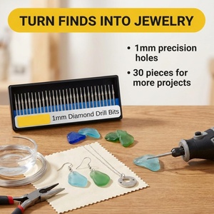 Jeu de 30 forets diamantés de 1 mm JDK, tige de 1/8 pouce, compatibles <span class=keywords><strong>avec</strong></span> les outils rotatifs <span class=keywords><strong>Dremel</strong></span>, forets diamantés pour la fabrication, le <span class=keywords><strong>verre</strong></span>, la céramique - Product Image 5