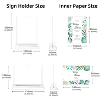 Porte-affiche transparent A6 Présentoir de menu de table Support de bureau en plastique double face pour bureau à domicile Fête de mariage Restaurants