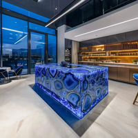 Dalle d'agate bleue de comptoir en pierre de luxe populaire pour le plan de travail de comptoir de Stone Island