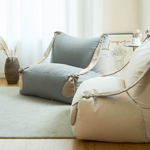 โซฟาขี้เกียจพร้อมพนักพิง เบาะโฟมทรงสี่เหลี่ยม เก้าอี้ถอดประกอบได้ นั่งสบาย สำหรับห้องนั่งเล่น ห้องนอน ระเบียง สีขาวมะนาว - Product Image 1