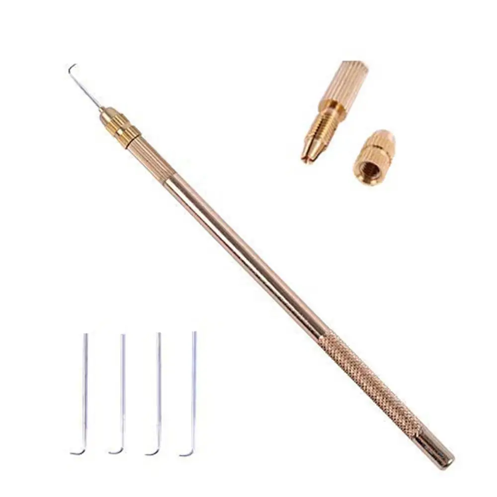 Brass Holder Wig hook needle Knots Threader Hand Sewing Crochet Hook Needle Tool for Wig/Toupee Making