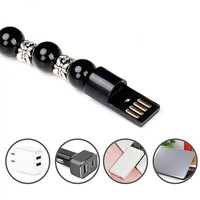 Pulsera de cuentas universal para iPhone, cargador micro USB de 23cm, carga rápida, cable de datos tipo C, cargador de teléfono móvil Android
