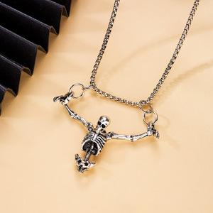 New Gothic Halloween sọ Mặt dây chuyền vòng cổ Punk phong cách <span class=keywords><strong>Day</strong></span> of The Dead Guitar sọ Vòng cổ trang sức - Product Image 1