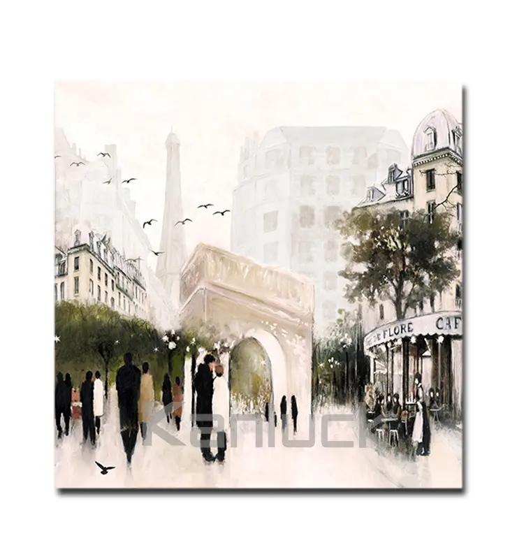 مقهى باريس الشهيرة بناء الشوارع استنساخ <span class=keywords><strong>قماش</strong></span> اللوحة