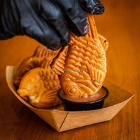 Plateau jetable en papier kraft pour aliments, résistant à la graisse, pour gaufres aux œufs, hot-dogs, à emporter