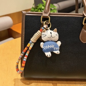 Llavero Portátil de Gato 3D de Tela Hecho a Mano con Diseño de Animal de Dibujos Animados para Niñas, Colgante Suave para Bolso de Mujer, Soporte para Monedas, Llavero de Agradecimiento - Product Image 5