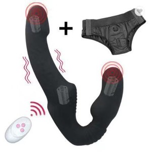 Afstandsbediening <span class=keywords><strong>Strapon</strong></span> Seksspeeltje Vibrerende Dildo Vrouw Lesbische Dildo Tweekoppige Vibrator - Product Image 1
