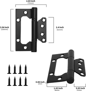 Charnières de porte de meubles 4*3 pouces en acier laminé à froid, charnière de porte dissimulée sans mortaise, facile à installer, robuste, 180° °   Charnière de porte - Product Image 1