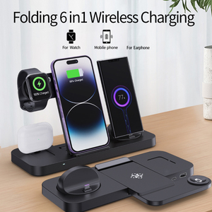 Estación de carga inalámbrica multifuncional de 15W <span class=keywords><strong>para</strong></span> <span class=keywords><strong>iPhone</strong></span> Reloj inteligente Auricular Compatible con <span class=keywords><strong>entrada</strong></span> <span class=keywords><strong>tipo</strong></span> <span class=keywords><strong>C</strong></span> Diseño plegable portátil - Product Image 2