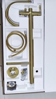 Robinet de baignoire autoportant en laiton de haute qualité, finition or brossé, poignée unique, cartouche céramique, certifié CUPC, design moderne 5