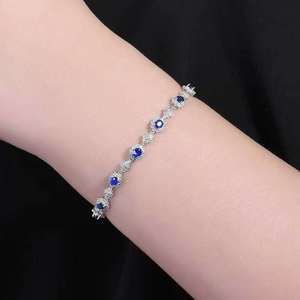 18K Gold 2.76CT Natural Royal <b>Blue</b> <b>Sapphire</b> <b>Bracelet</b> Inlaid With 228 Brilliant Cut Diamonds Floral Halo Fine Gemstone Jewellery - Product Image 1