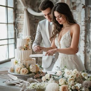 Ensemble de couteau et fourchette à gâteau de mariage dorés avec figurines mariés, verres à champagne, coupe-gâteau MR/MRS et flûtes à champagne pour cadeau - Product Image 6