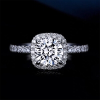 Bague de mariage minimaliste de luxe avec diamant de laboratoire taillé rond, halo, 1 carat, platine PT950, certifiée IGI, pour femme, marque Guadalupe